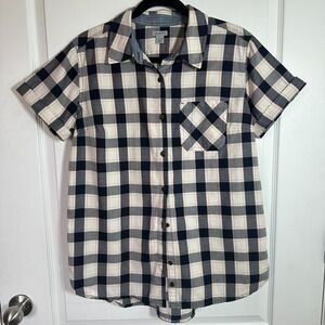 Carhartt Womens L Blue Pink Plaid Shirt Cotton Workwear Outdoor Farm